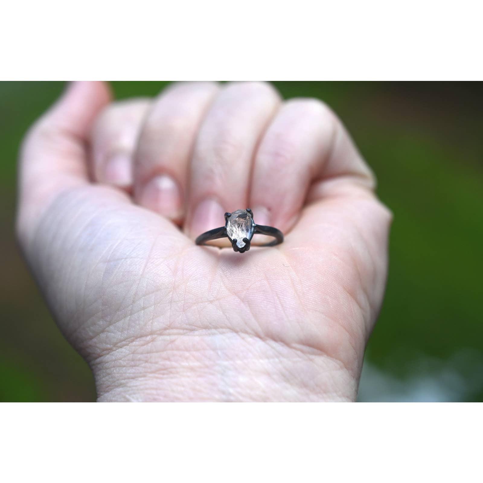 Simple Alternative Diamond Engagement Ring Raw Diamond Rough Diamond Ring